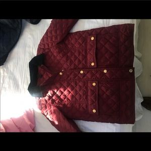 J crew red quilted coat